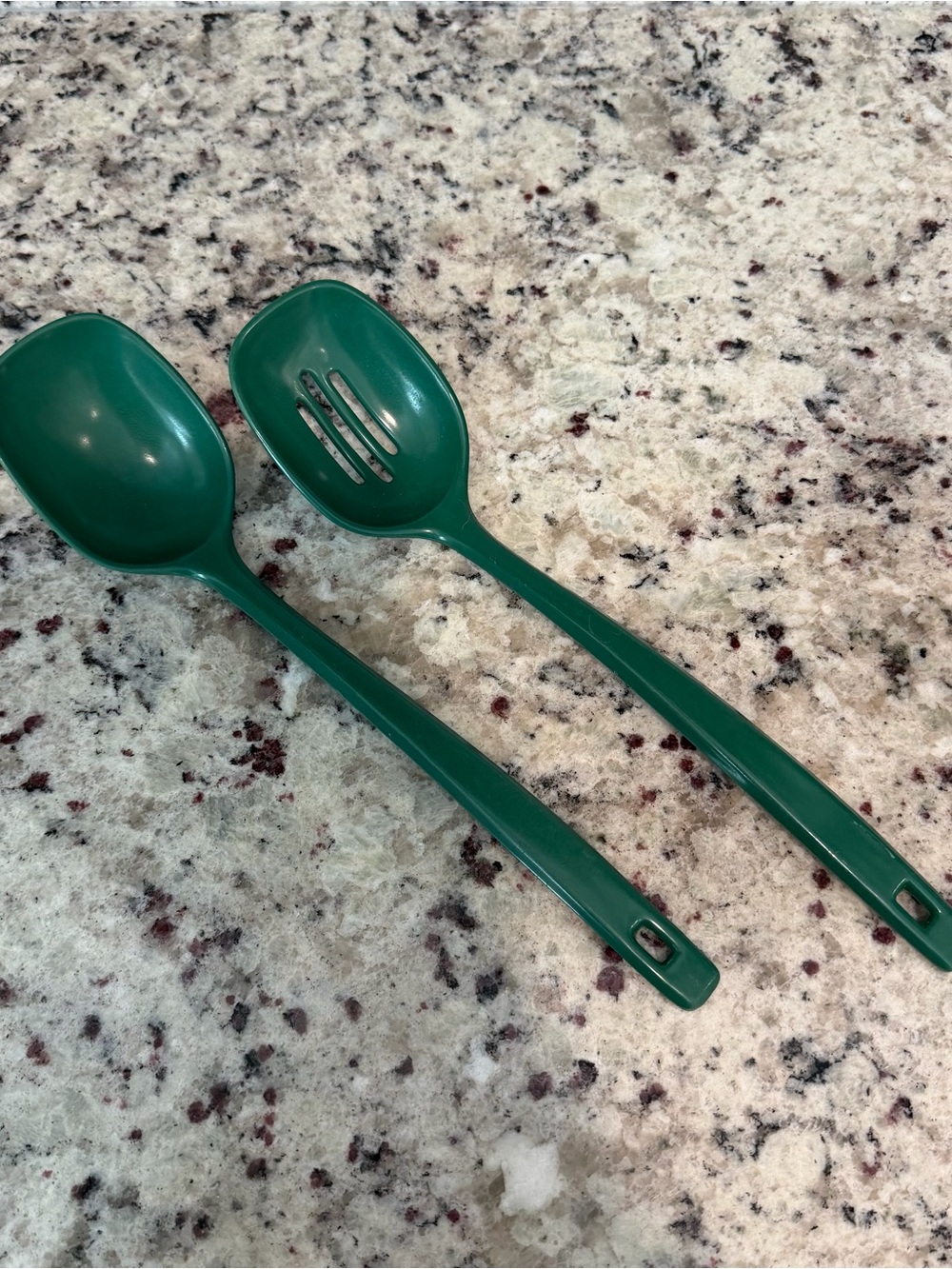 Melamine Ware Spoon and Slotted Spoon - Green